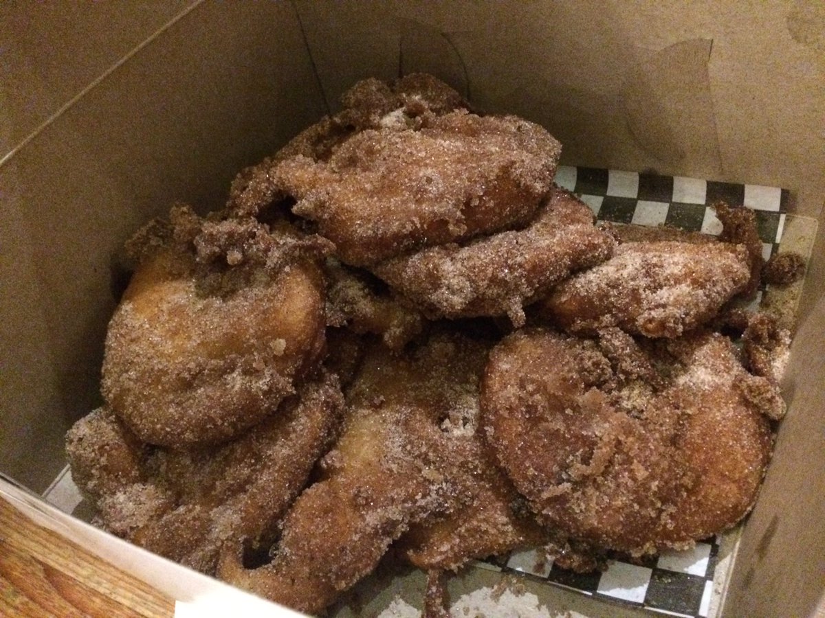 NISHwmn's tweet photo. A few slices of #Heaven in a box #AppleFritters at #CopperKettleCafe #Waterdown @copper_kettle_ #GoodEats #FamousFritters https://t.co/p3E85NBphM