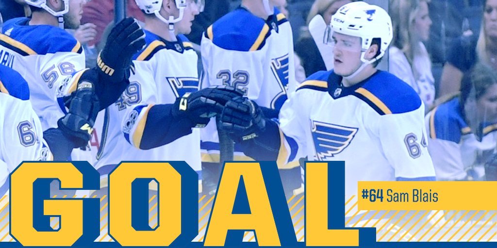 StLouisBlues's tweet photo. BLUES GOAL!!!! Sammy Blais scores his first career NHL goal to give the Blues a 6-3 lead. #stlblues https://t.co/Gu5ZkPZrHR