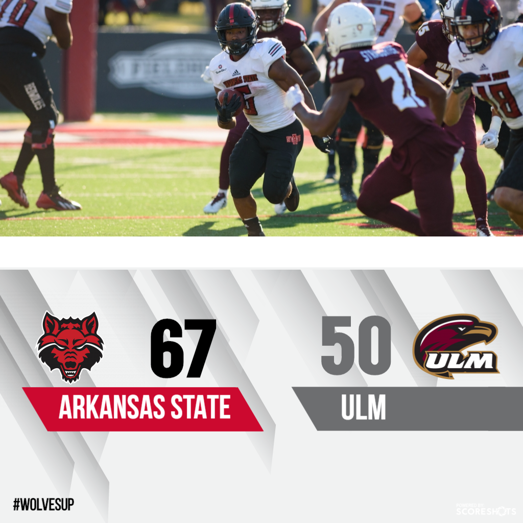 AStateRedWolves's tweet photo. The Red Wolves win! An incredible offensive performance lifts A-State to a 67-50 win at ULM. The win puts A-State at 7-3 and 6-1 in league play. #WolvesUp https://t.co/UqrK92ZgXz