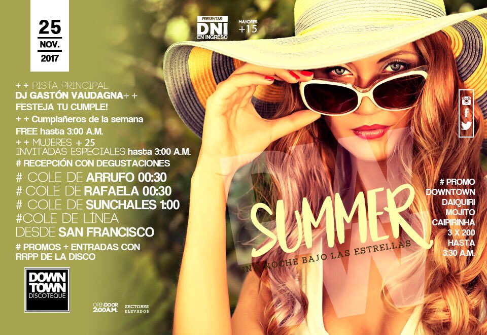 DOWNTOWN_mrts's tweet photo. ⛔ Empezá a palpitar el verano⛔

♦Segunda noche DOWNTOWN Summer Night 🌴🌞

#TuUnicoDestino
#WeLoveParty
#WeLoveDowntown
#NuevoAireNuevaGente https://t.co/WxyDEiUjEU