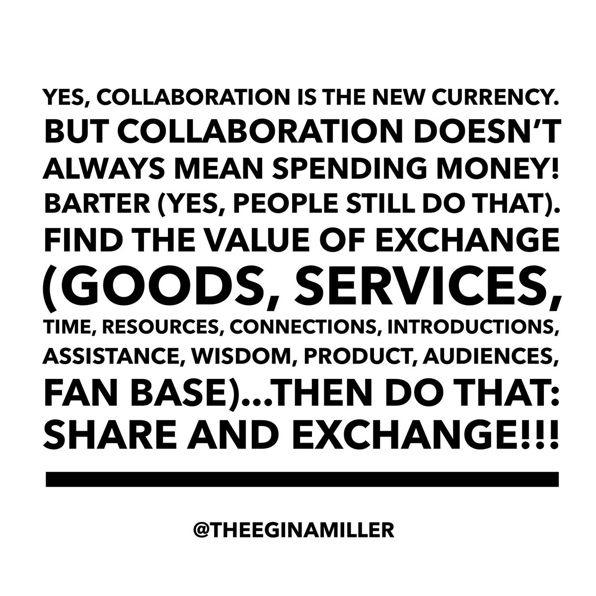 #collaborate #share #exchange #partner #support #buy #theeginamiller #smallbusinesssaturday #goodbusinessanyday #anybusiness