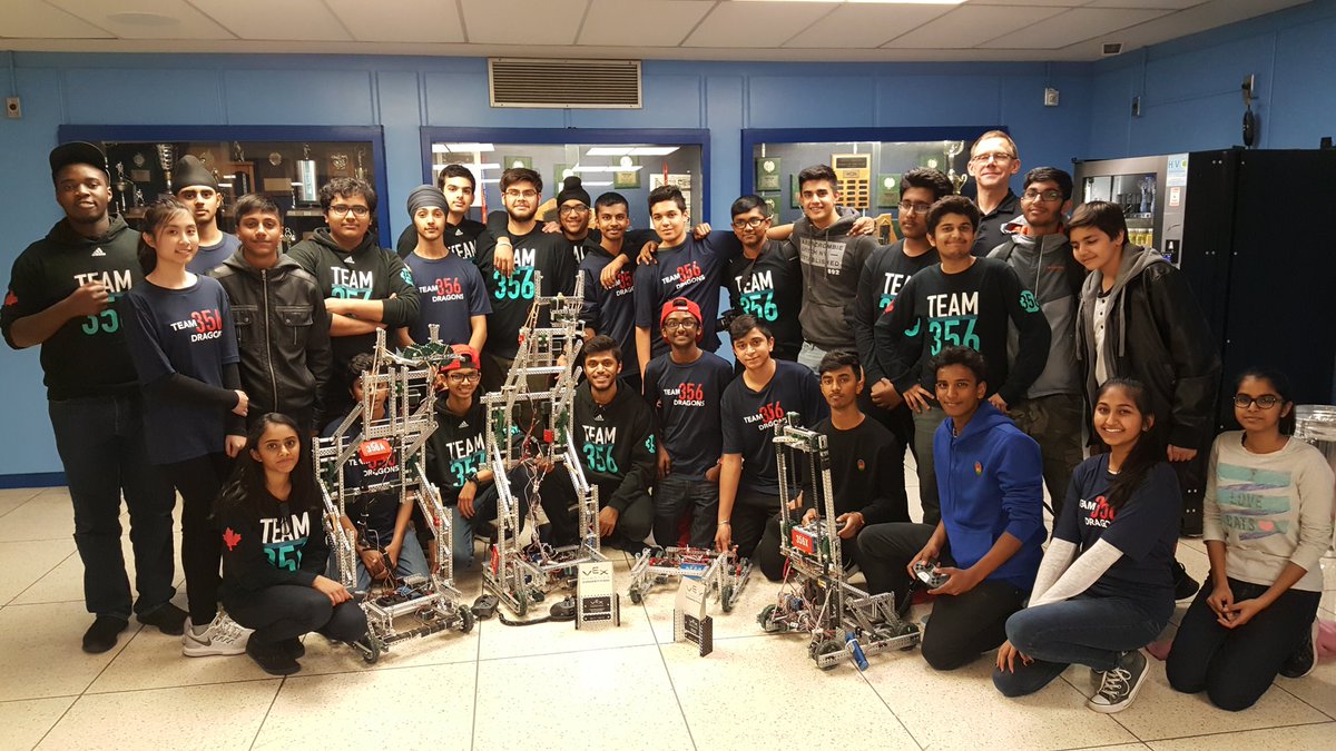 Team356's tweet photo. Amazing day as Castlebrooke's TEAM356B #DWWGI wins the Toronto VEX Robotics Tournament and TEAM356A #Leviathan wins the Design Award.  Both teams qualified for Provincials and one step away from The Worlds in Louisville, USA. @PeelSchools @QHoppie @CastlebrookeTLC @VEXRobotics https://t.co/pSdI2CVye6