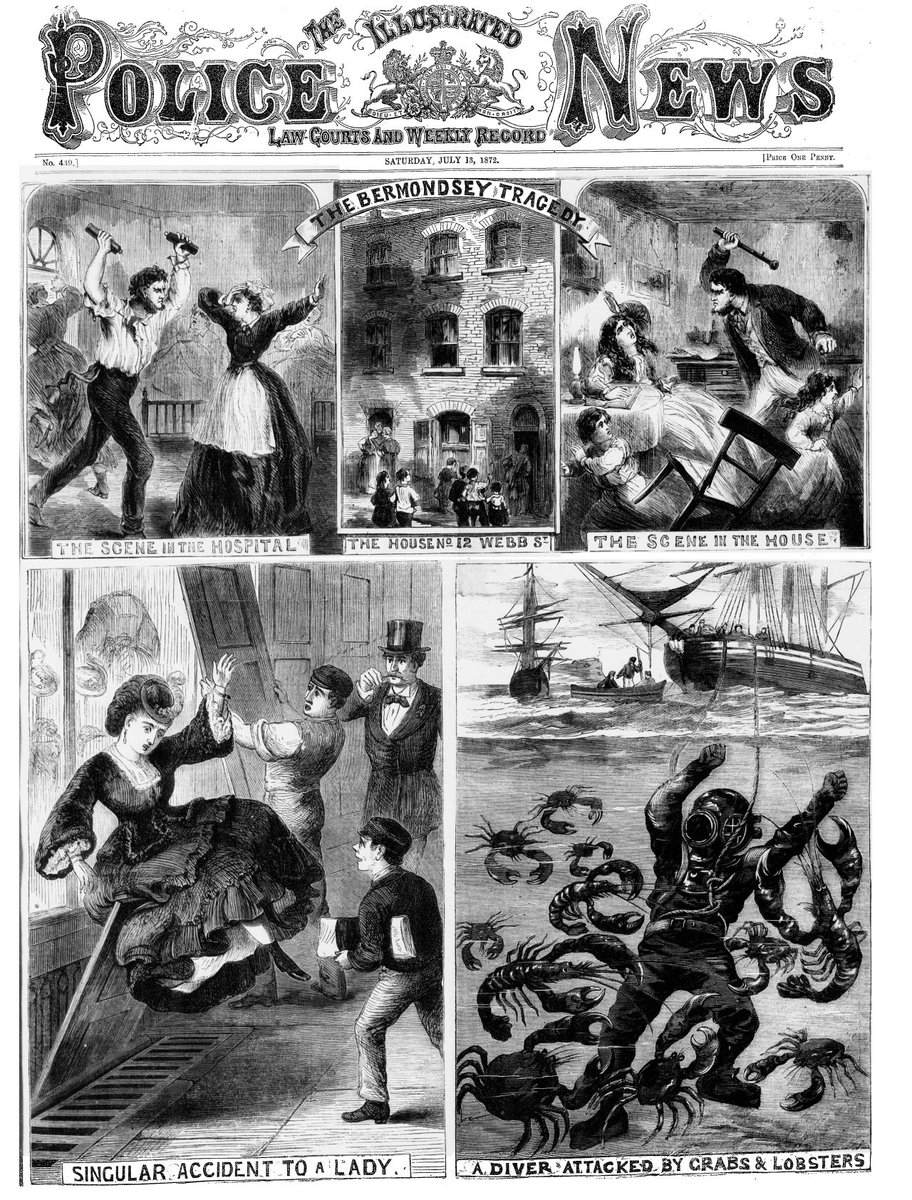 While we're here, I should point out that not *all* Victorian newspapers looked like a wall of text. Some weeklies like the Illustrated Police News (low-brow, crime, sensation) and the Illustrated London News (high-brow, news, culture, etc) looked rather different...