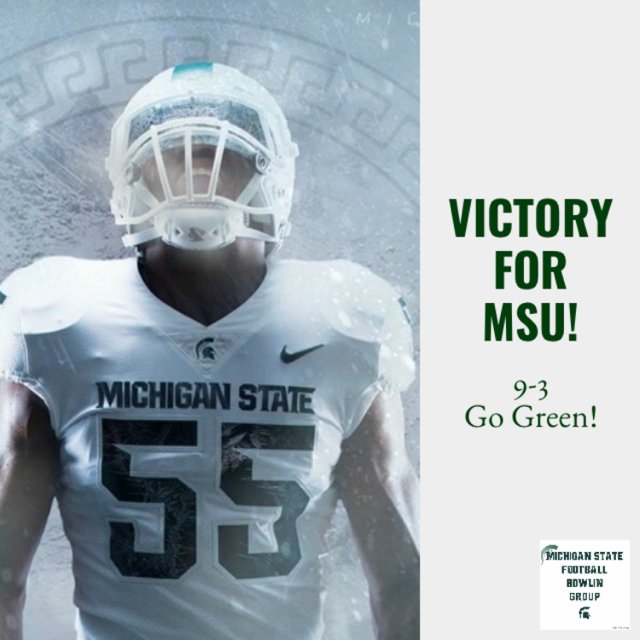 MSUFootballClub's tweet photo. #V4MSU!! @MSU_Football 40 - Rutgers 7, #NineAndThree!! #LetsGoBowlin!! #GoGreen, #SpartyOn!! https://t.co/jtn90TKlEo