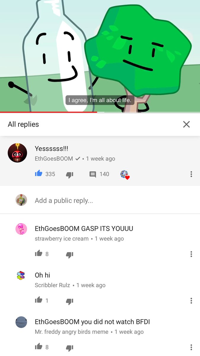 One time when I was watching BFB, I saw a comment made by <a href="/EthGoesBOOM/">EthGoesBOOM</a>