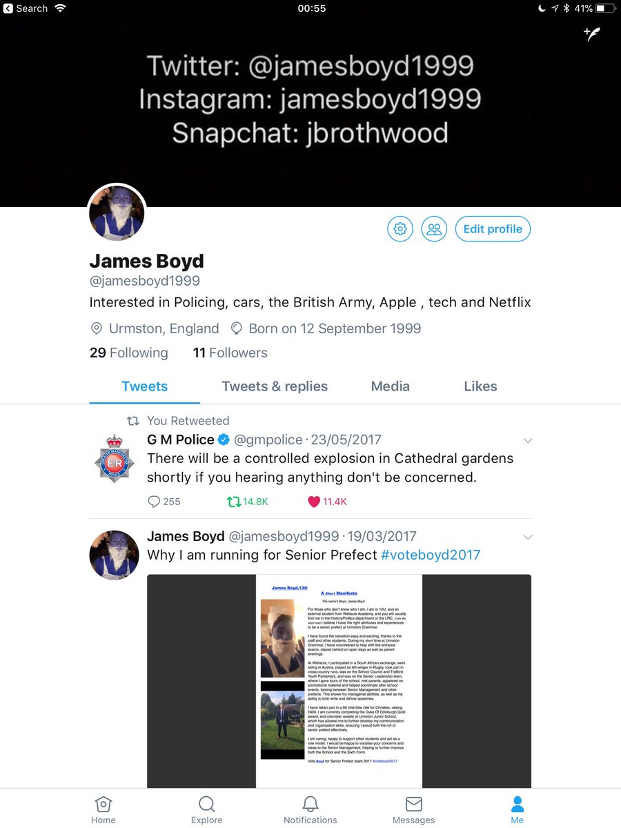 No longer on this Twitter account- follow <a href="/jamesboyd1999/">James 🐝💙</a> for current account and interests