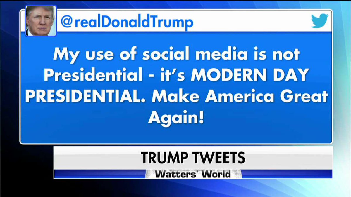 FoxNews's tweet photo. .@realDonaldTrump says his use of social media is "modern day presidential." @WattersWorld https://t.co/eWTi3Kbwnt