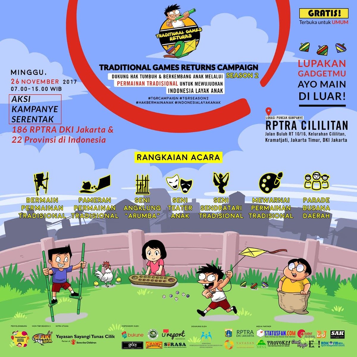 HARI INI Lupakan gadgetmu, ayo main bareng #traditionalgames di RPTRA terdekat kamu! ;)