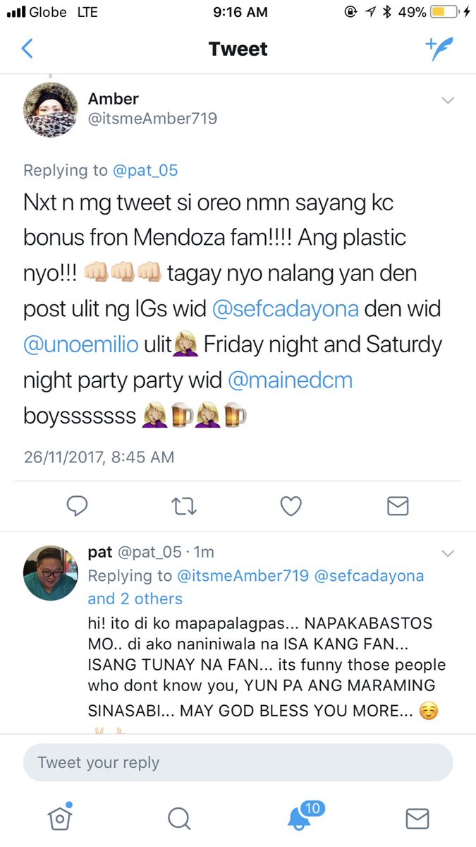 pat_05's tweet photo. YUNG MGA GANITONG URI NG TAO ANG DAPAT PINAGDARASAL... hi there ms amber, GODBLESS YOU MORE... 
😌😌😌 https://t.co/HY8ZPXxqnO