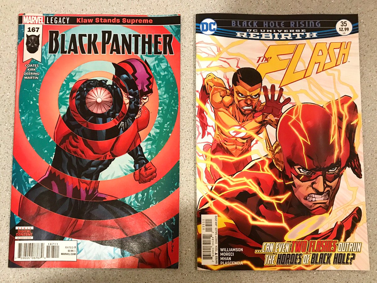 RobinsShadow's tweet photo. Spider-Man vs. Deadpool #24, Deadpool Kills the Marvel Universe Again Volume 1, Black Panther #167, The Flash #35, and most importantly Doomsday Clock #1 and Teen Titans #14 came out this week. https://t.co/oAhn2m1IM4