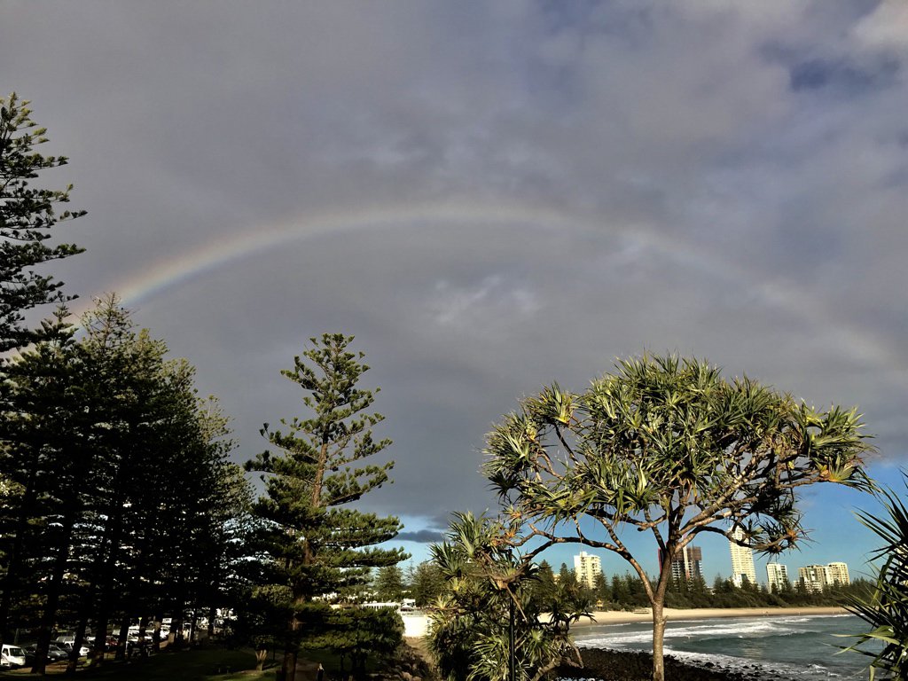 aigkenham's tweet photo. I saw this rainbow in Australia this morning on the Gold Coast - a reminder God owns the rainbow &amp; He gave it meaning:  “I set My bow in the cloud, and it shall be for a sign of a covenant between Me and the earth” (Genesis 9:13) https://t.co/jqGDXyeh4g
