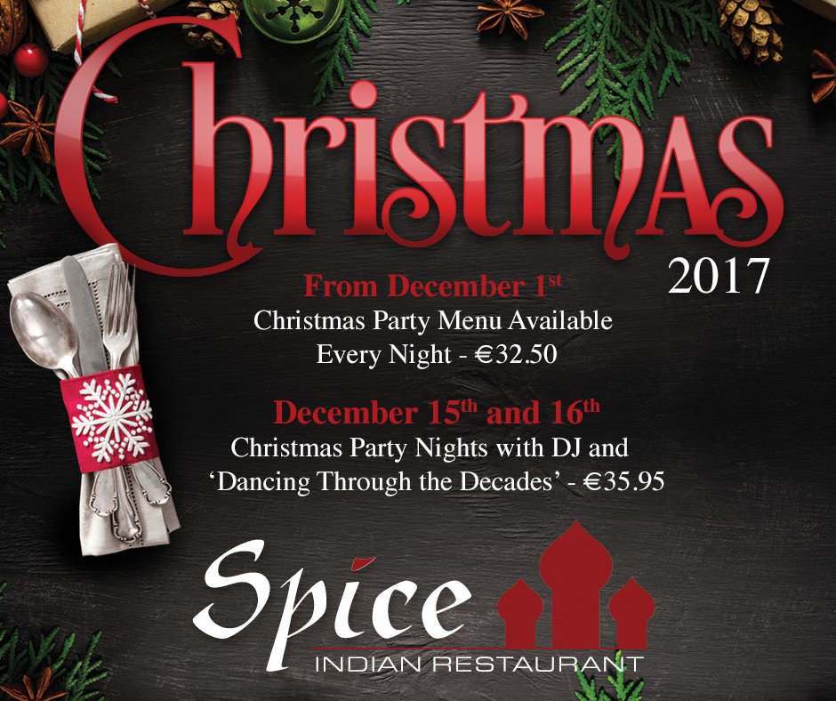 SpiceWex's tweet photo. Our #Christmas bookings are filling up quickly so if you are planning a night with #family or #friends, give us a call on 053-9122011 or DM us on Facebook 🙂🎄 @SpiceWex #Christmas2017 #festivities #catchupwithfriends #indian #Restaurant #Wexford https://t.co/4eBJZVw9Kg