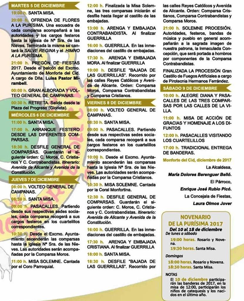 VisitMonforte's tweet photo. Aquí tenéis el programa de las fiestas de #MorosyCristianos2017 de #MonfortedelCid para que vayáis anotando los datos en vuestras agendas y no os perdáis ningún acto #Purísima2017  #VisitMonforte #CostaBlanca #ComunitatValenciana https://t.co/DUrsqo8ZHi https://t.co/Ert6Mewiy0