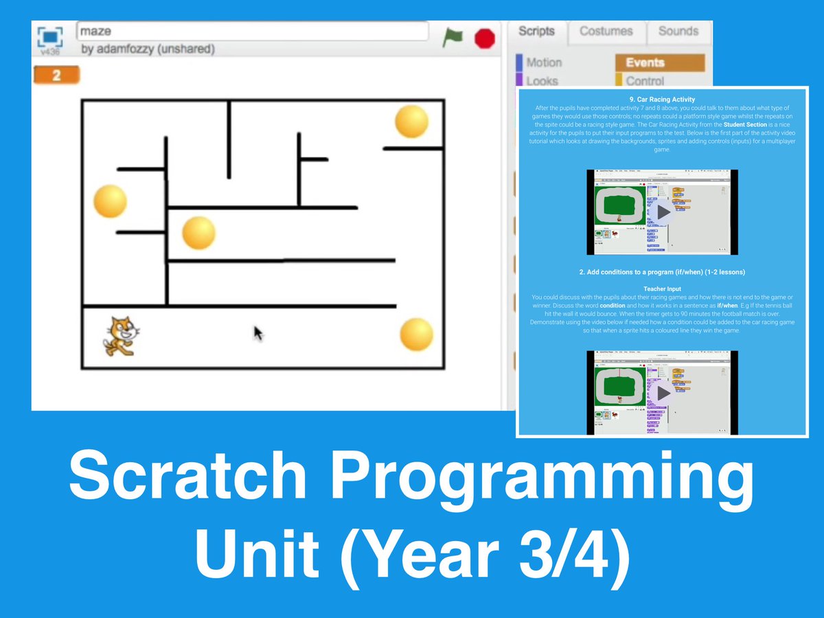 iLearn2 website has a Year 3/4 Scratch Programming Unit with video tutorials &amp; pupil activities. ilearn2.co.uk #edtech #coding