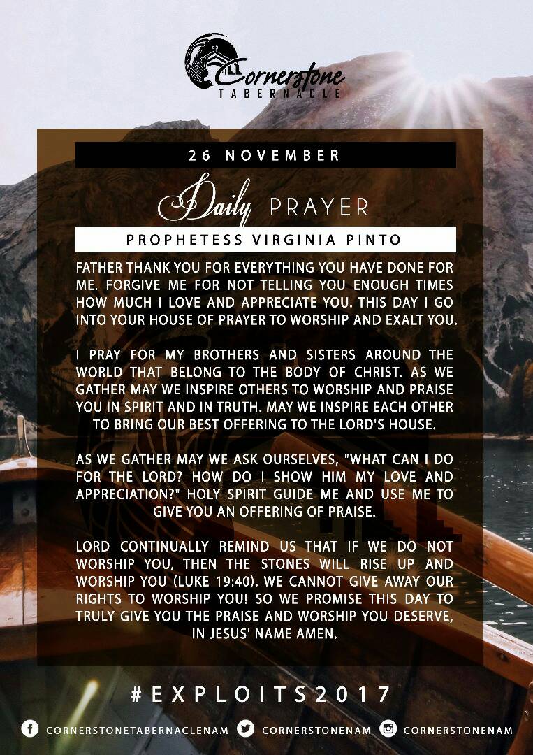 cornerstonenam's tweet photo. Empty yourself and let God fill you. ๐ #Pray #Exploits2017 https://t.co/zvGi0jhFMh