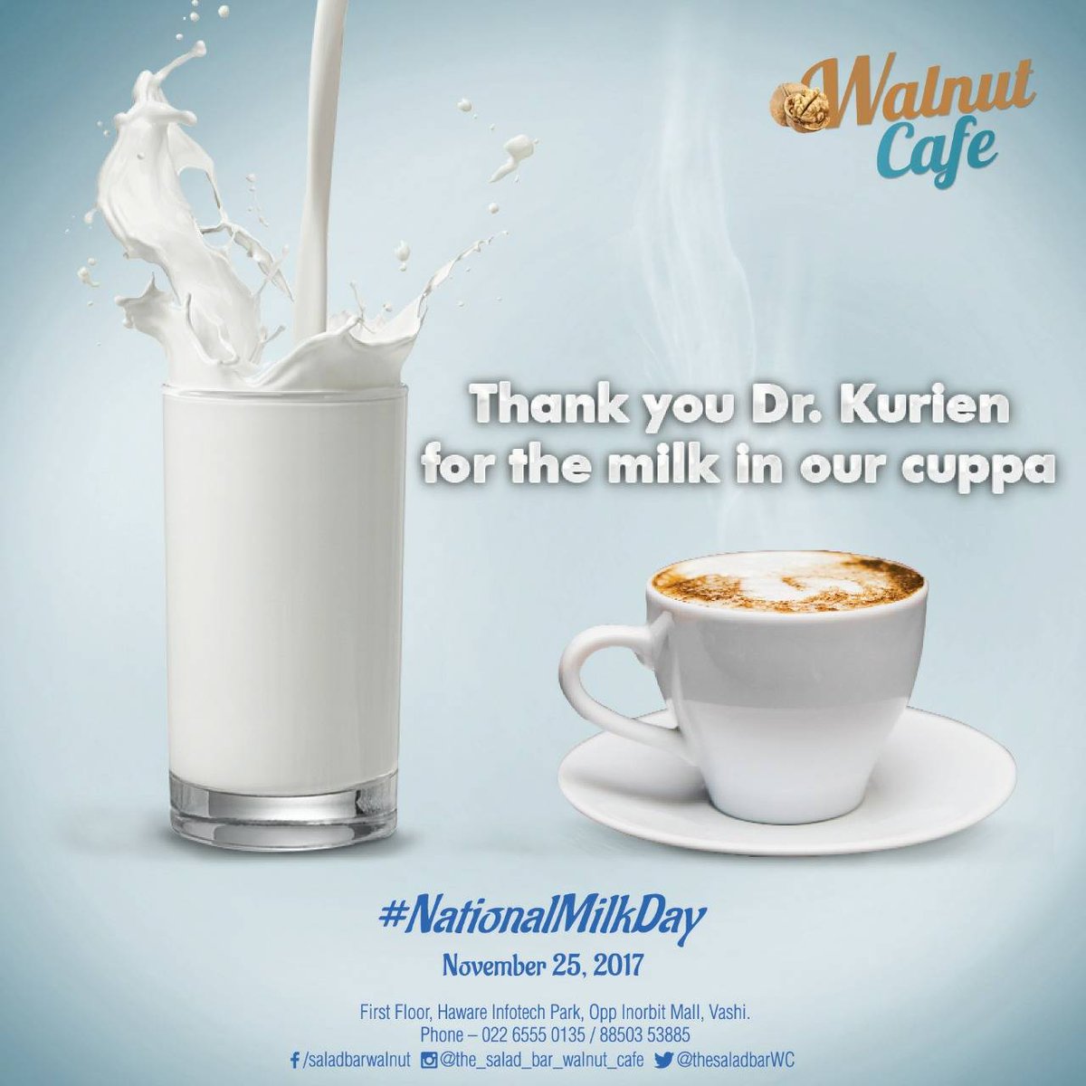 thesaladbarWC's tweet photo. Celebrating #NationalMilkDay all weekend along #AtWalnutCafe #AtTheSaladBar #milkday #milk #cuppa #hotcuppa #java 
https://t.co/NN7MTzPnw1 https://t.co/BBHkr7DIKL