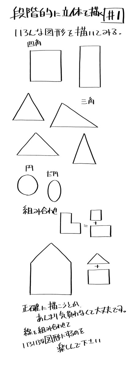 【段階的に立体を描く1】やるやる言ってやってなかったので、ちょっと始めてみます。完全不定期です。「段階的に上手くなる」ではいきなり人体にパースをかけ始めてしまったので、その前段階のお話です。 #段階的に立体を描く