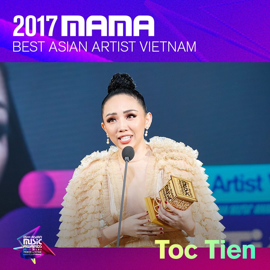 MnetMAMA's tweet photo. [#2017MAMA] Winner Announcement. Congratulations!
Best Asian Artist Indonesia #AgnezMo Best Asian Artist Thailand #Lula Best Asian Artist Singapore #AisyahAziz Best Asian Artist Vietnam #TocTien https://t.co/A8HSOYqAKu