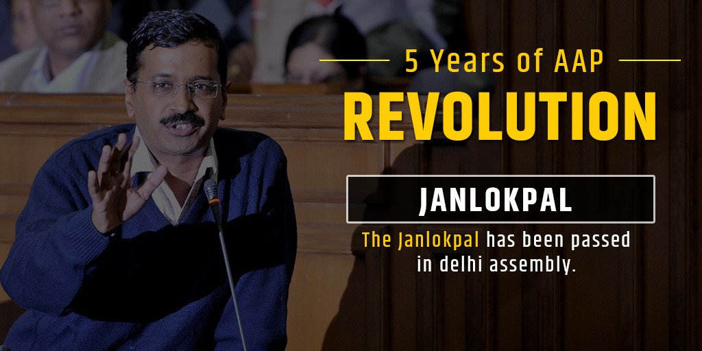 AAPRaigad's tweet photo. Yes, we have passed the Jan Lokpal bill. Why is so called clean central govt sitting on it? #5YearsOfAAPrevolution https://t.co/To5Dmx2Wkx