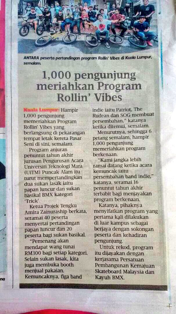 nadhiwah's tweet image. Dah masuk paper dah @rollinvibes17 ni. thank you Harian Metro ❣️