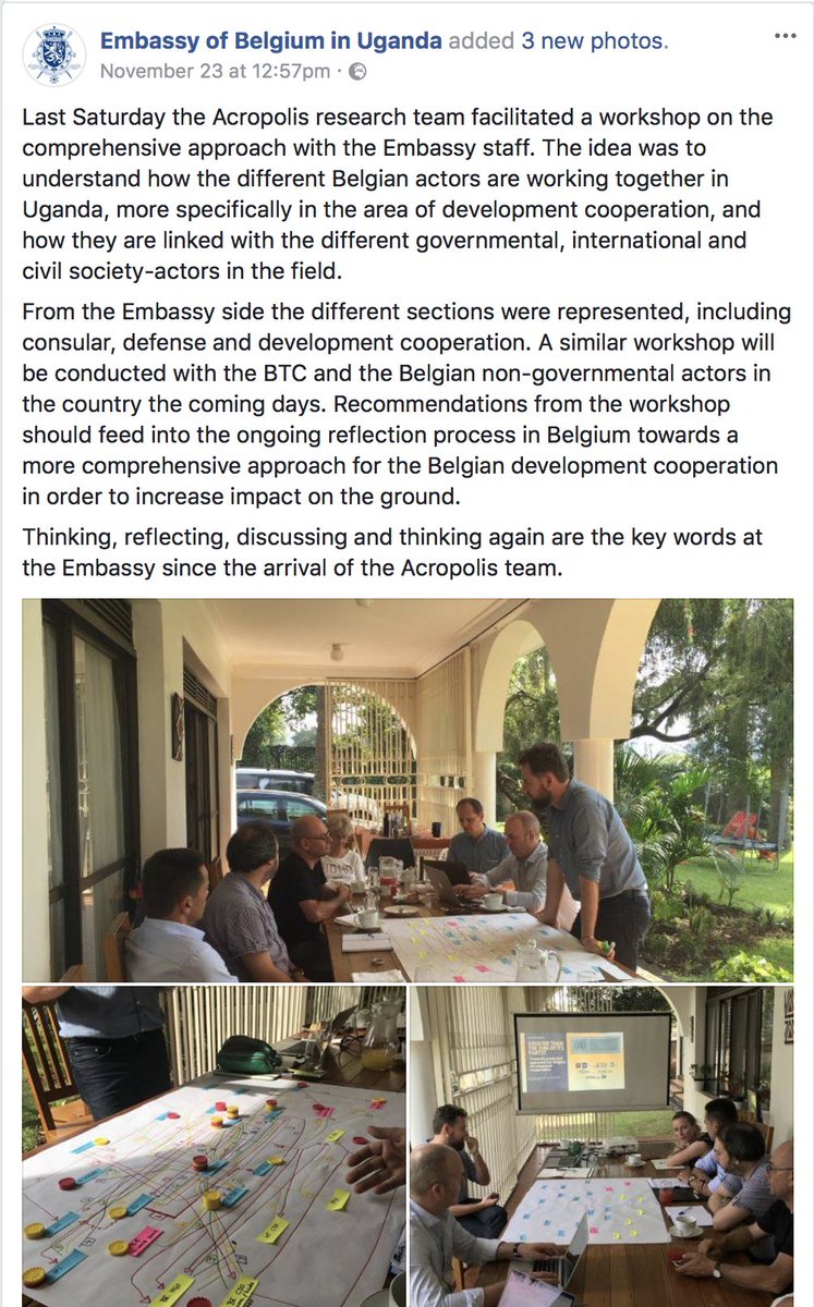 Gov4Dev_BE's tweet photo. "Thinking, reflecting, discussing and thinking again are the key words at the Embassy since the arrival of the Acropolis team" Thank you @BelgiumInUganda !  @Gov4Dev_BE @ARESfwb_be @VLIRUOS @sidney_lq @GeoffroyMatagne @thomas_vervisch Link: https://t.co/PJ2JHBZKec https://t.co/mGFNLedQmT