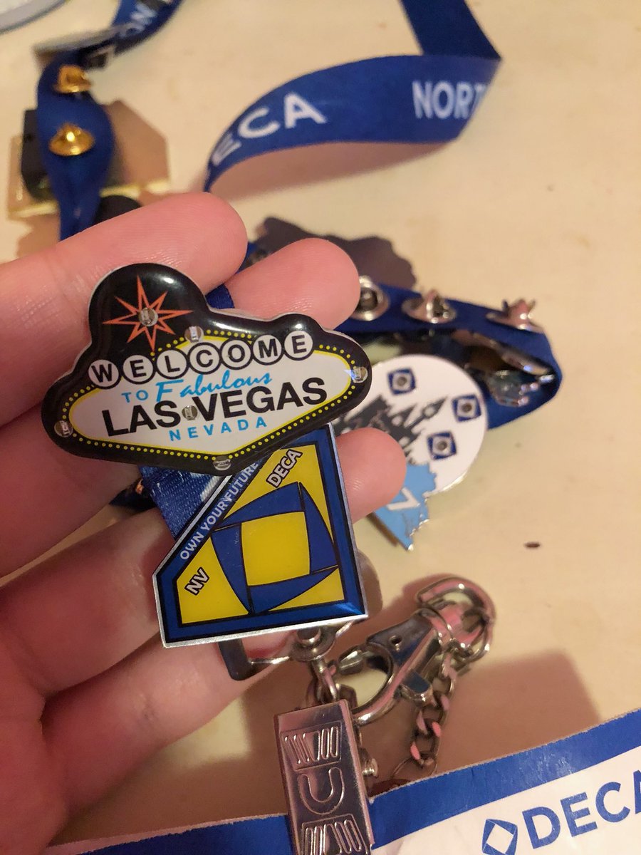 WCTA_DECA's tweet photo. Day 25: your favorite DECA pin! Last year’s ICDC pins! #DECAmonth #infinite #limitless https://t.co/w4gnaTnARB