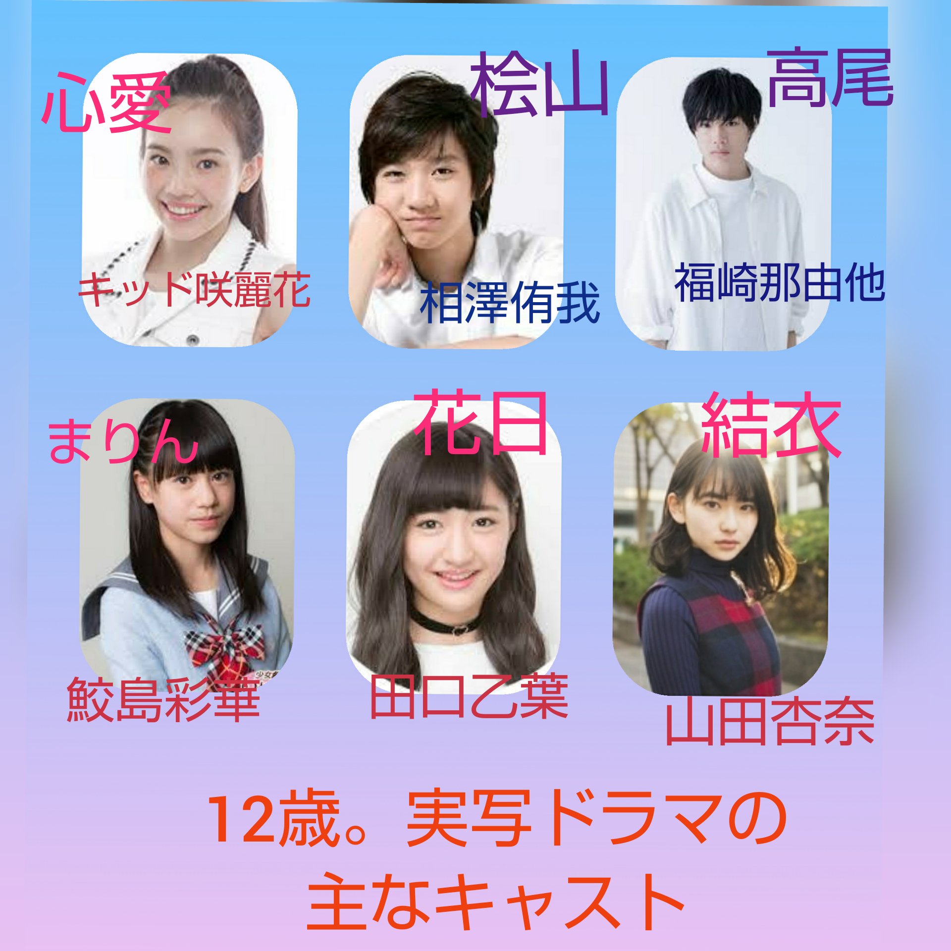 まつしまは垢移行しました 皆成長したな 誰目線 相澤侑我くんは引退しています キッド咲麗花 相澤侑我 福崎那由他 鮫島彩華 田口乙葉 山田杏奈 12歳 実写ドラマ