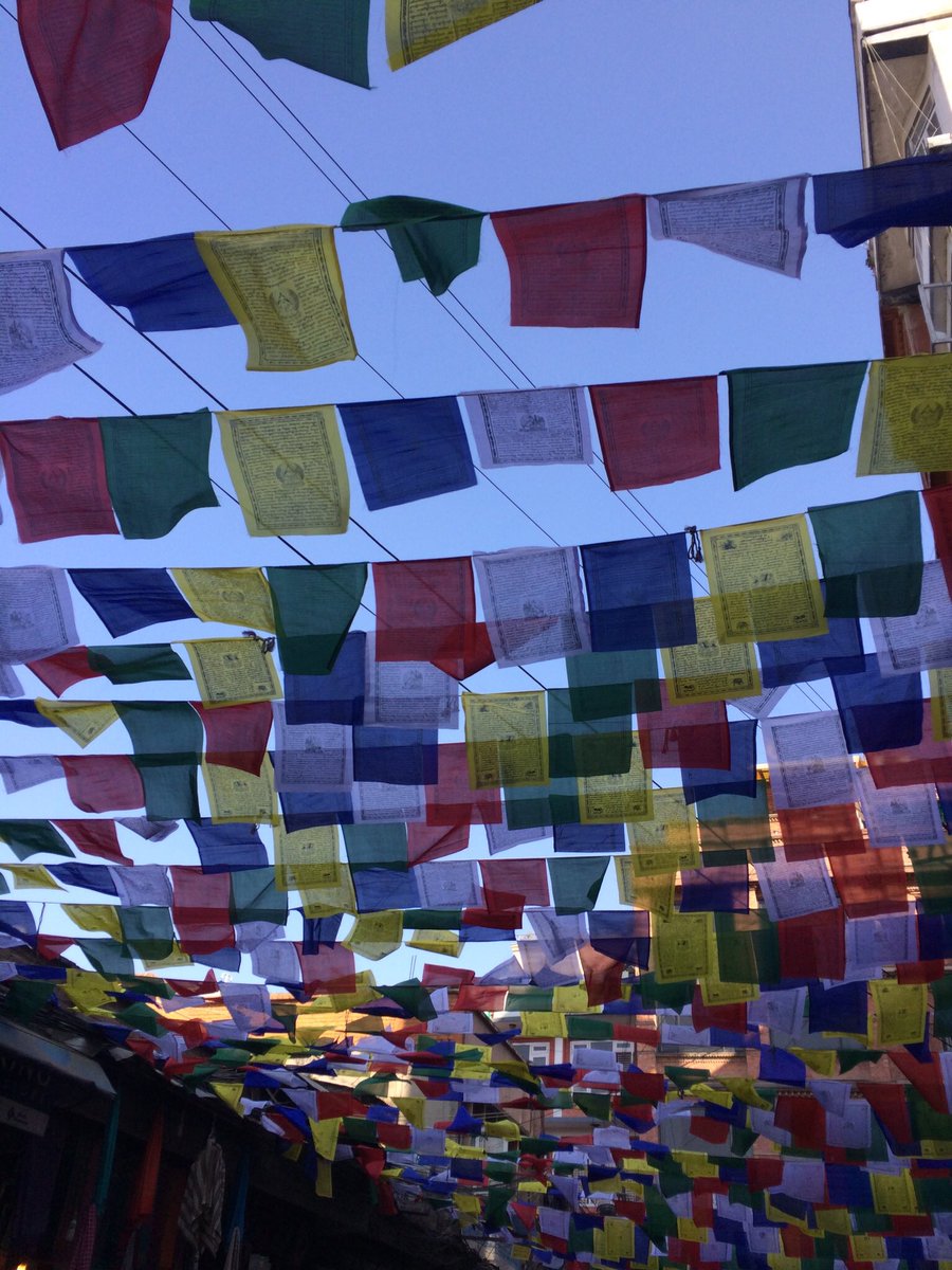 myholidaynepal's tweet photo. Vehicle free Thamel looks beautiful with prayer flags. #nepal #prayerFlags #Destinationnepal #DiscoverNepal #letsPromoteNepal https://t.co/BP60JD4Rk9