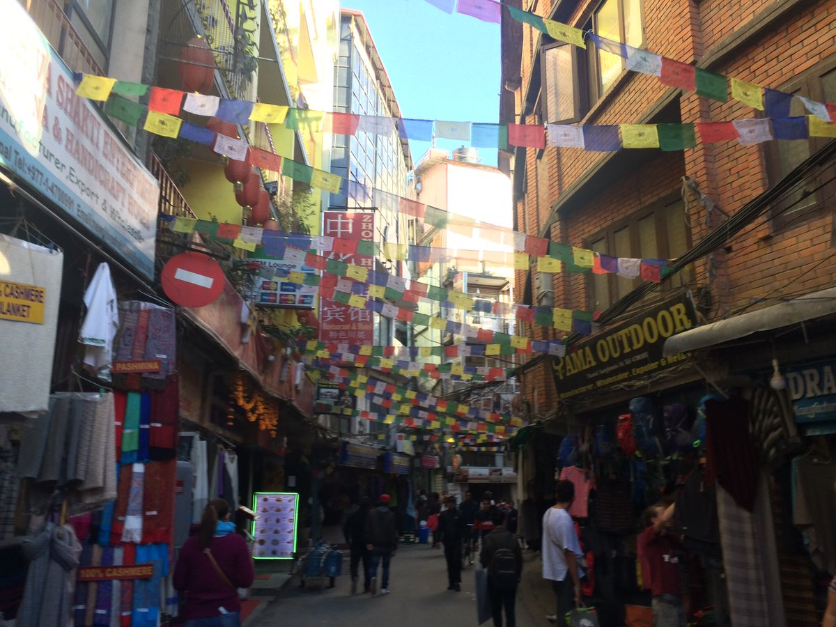 myholidaynepal's tweet photo. Vehicle free Thamel looks beautiful with prayer flags. #nepal #prayerFlags #Destinationnepal #DiscoverNepal #letsPromoteNepal https://t.co/BP60JD4Rk9