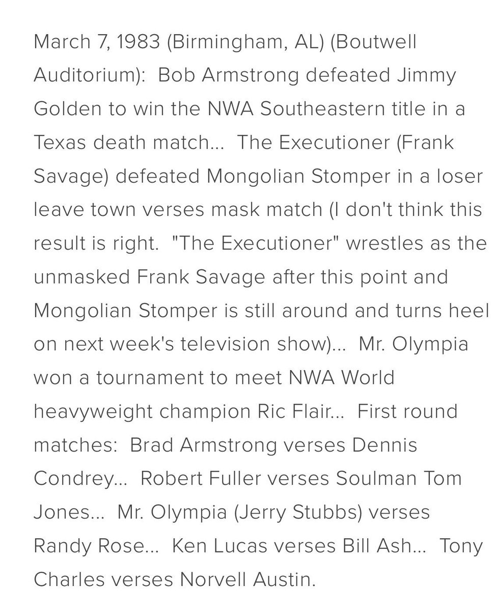 WBBooking's tweet photo. #JimmyGolden vs #BobArmstrong, Tournament to meet 🌍Champ @RicFlairNatrBoy w/ #MrOlympia #BradArmstrong @BTTTennStud #RandyRose🌹#Stomper #KenLucas #BillAsh #SECW #CCW SupportIndyWrestling #WWEHOF’er https://t.co/unQoS4nAJu