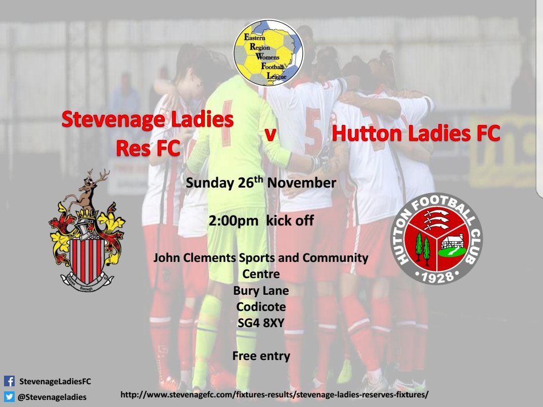 StevenageFCW's tweet photo. Reserves hosting @HuttonFCLadies in @ERWFLe action!! Still undefeated in the league and yet to concede, we look to continue our fine form at home! 1400ko! Come support us in action today! #erwfl #thisgirlcan #topoftheleague #3points 🔴⚪️🔴⚪️ https://t.co/Z3ew96fSdB