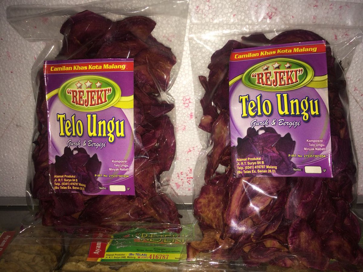anleeenn's tweet photo. Tau telo ungu kan :) pasti pada tau nih 
Oh iyaa produk kami ada yang berasal dari telo ungu yaitu berupa keripik renyah dengan rasa alami tanpa pemanis,pengawet dan pewarna buatan^^ sehat banget deh pokoknya 😃😃 kuyy order https://t.co/VPowXQj4x6