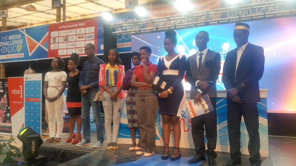 MakImca2017's tweet photo. The @MakImca2017 English team on stage before the judges for comments
 @annikam93 @kmasaba @FKakooza @Smayombwe @shillarmbazira6  @sharonshaatramn @IMChallengeug 
@nbstv @dw_akademie @KasUganda  @Fruitsandwine @97fmRadiocity  #MediaExpoUG 
#MCIMobileNewsroom 
#SheCANMCI https://t.co/ILocqPBPO1