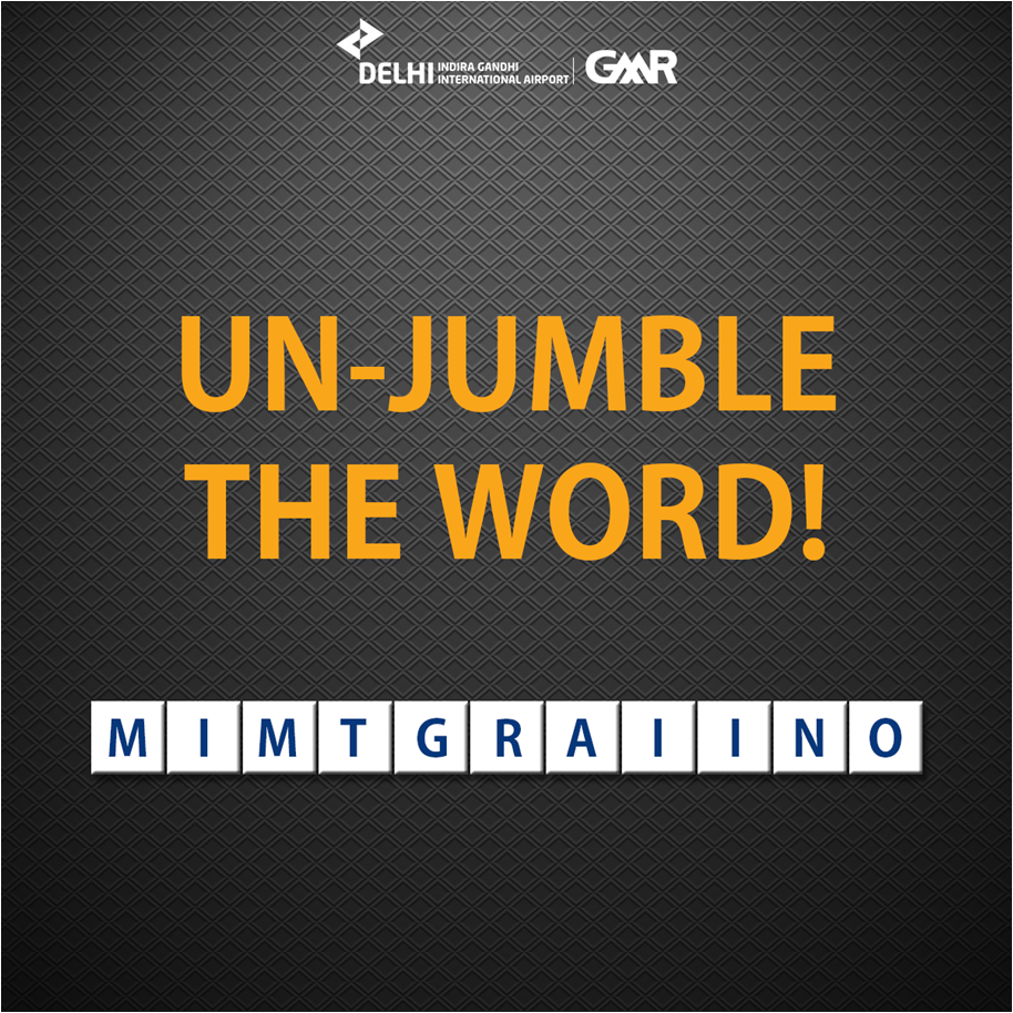 DelhiAirport's tweet photo. Itโs a mandatory process while travelling abroad. Can you unscramble the scrambled word and guess what it is? #JumbleSolver https://t.co/vIayiW0uTT