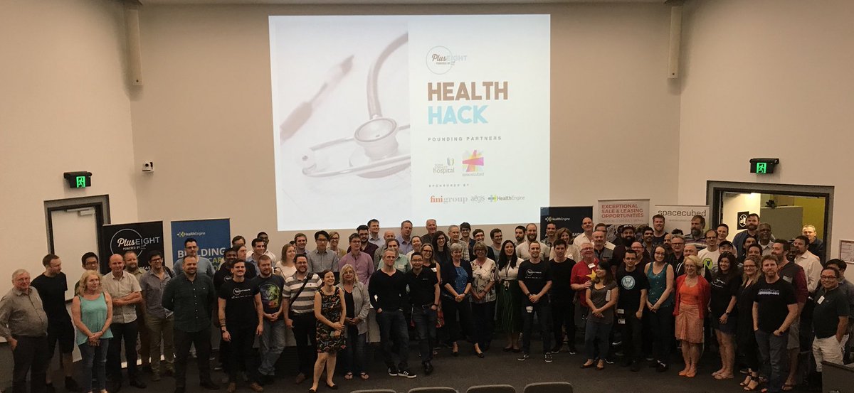 Judging at FSH <a href="/PlusEightAU/">Plus Eight, powered by Spacecubed</a> Health Hack tonight sponsored by <a href="/healthengine/">Healthengine</a>. Great energy &amp; pitches. Always amazed what can be done in 54hrs.