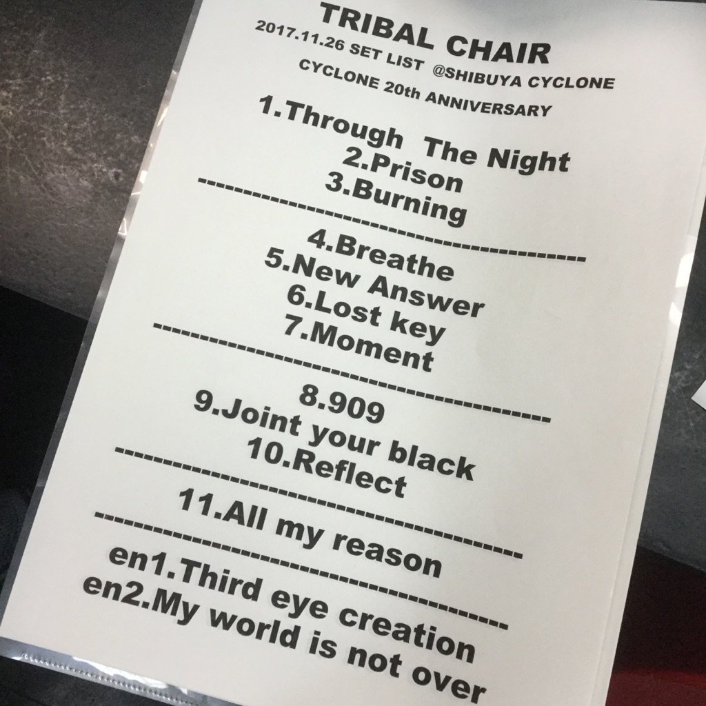 KaORiRedPepper's tweet photo. 本日のセトリ。 WアンコールはおかわりBurningでした！ #TRIBALCHAIR #トライバル https://t.co/lKit0I4PaX