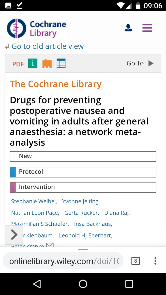 SJaglin's tweet photo. Long awaited @CochraneUK protocol which will help us to use the appropriate antiemetic for #PONV #PDNV and overcome cyclizine ridiculously high prices. #EBM @UKCPASurgery @UKCPAPain @PJOnline_News @M_YousafAhmad @Cleverestcookie @EBM https://t.co/no8bZ1YVmj