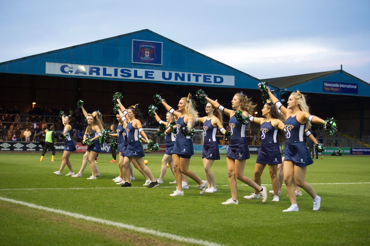 CumbriaUni's tweet photo. As part of the university's tenth anniversary we sponsored the @officialcufc v @ShrimpsOfficial match yesterday, our local derby. At half time @CumbriaSU Saints gave a demonstration. #Cumbria #10YearsofUoC #UoCMatch10 https://t.co/pg7KA3cIl0