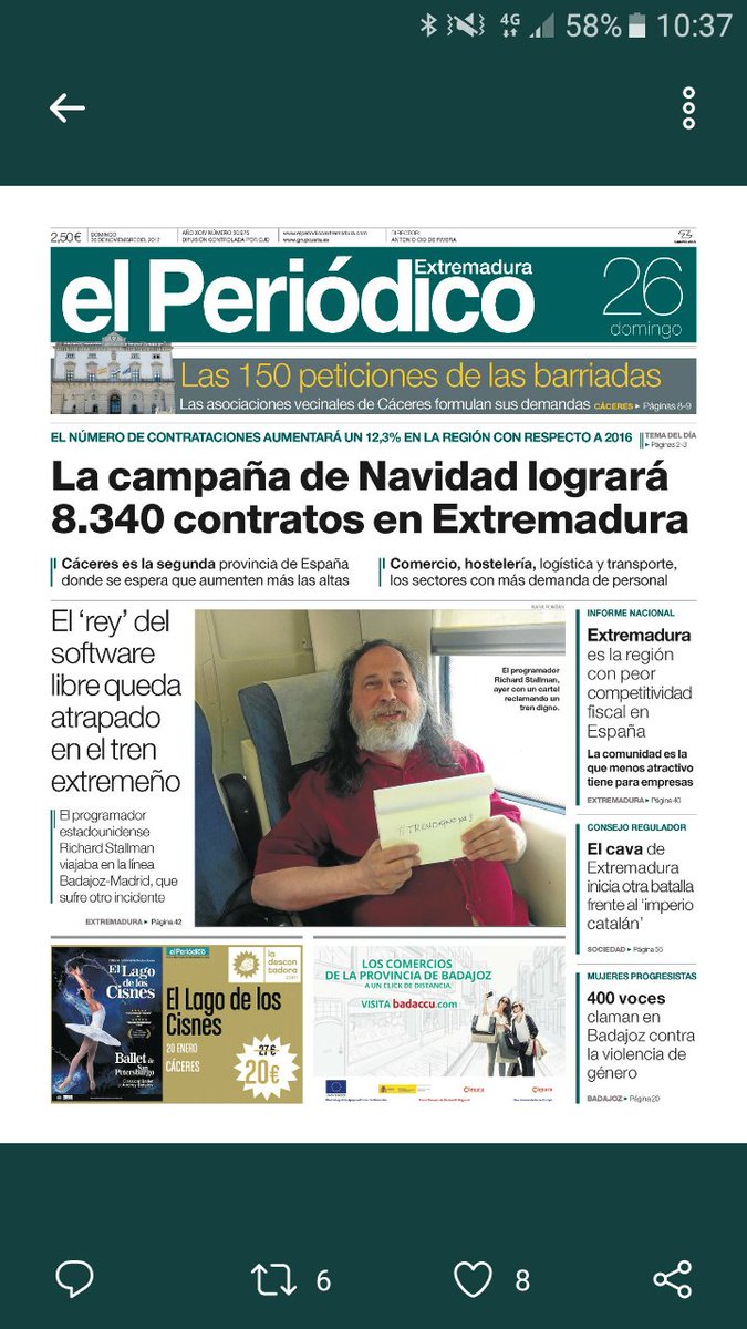 pedromnunez's tweet photo. Trabajas para que #RichardStallman venga a @EPCC_Unex y reúnes a más de 400 personas para verlo en @infouex para que @Renfe haga una de las suyas #trendignoya @EPExtremadura @hoyextremadura https://t.co/pyT8EiLjaX