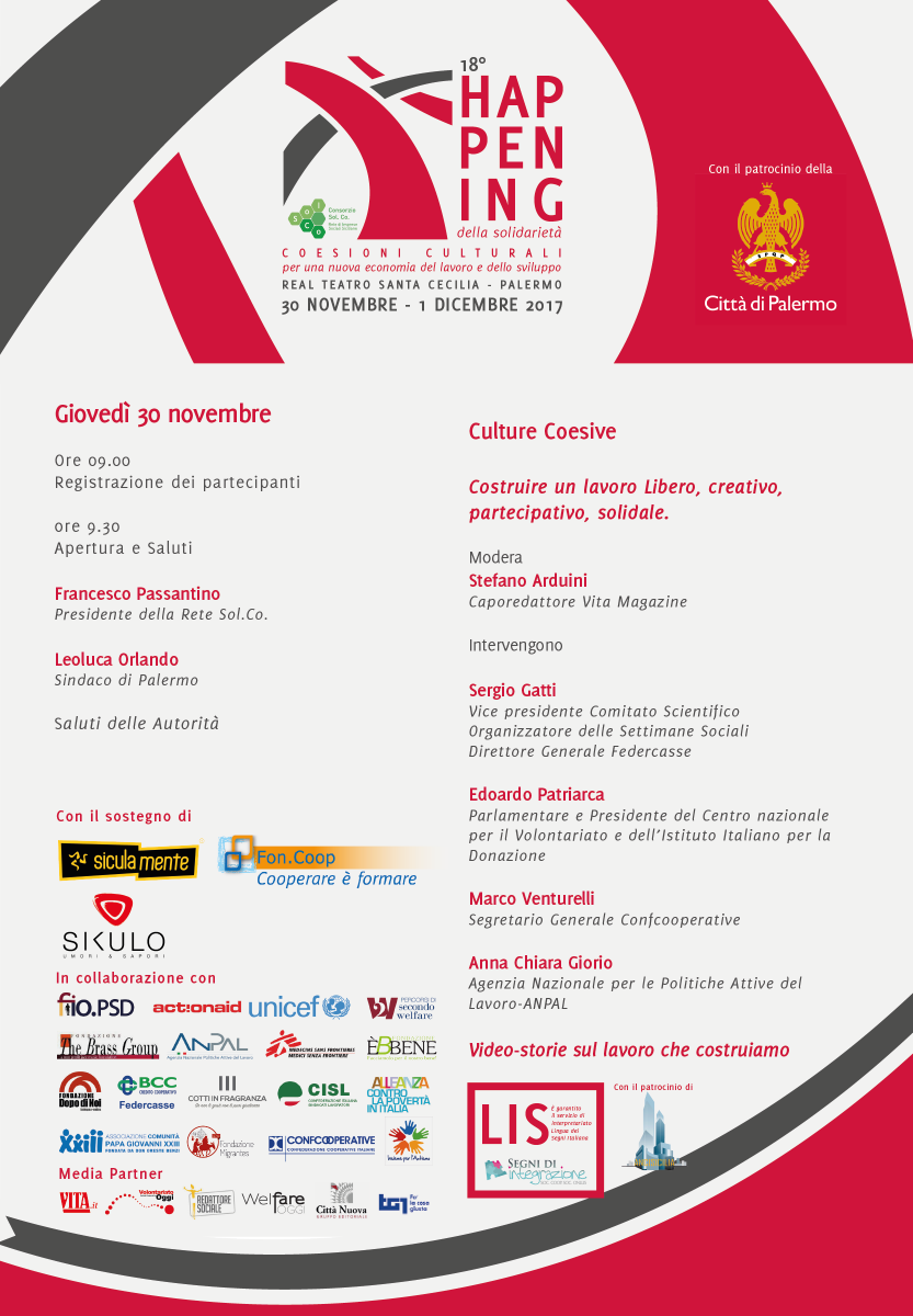 consorzio_solco's tweet photo. HAPPENING 2017 - IL #PROGRAMMA
#HdS2017 #CoesioniCulturali @Fondazionebbene
#SESSIONE1
Giovedì 30 (dalle 9:30) si parla di "CULTURE COESIVE. Costruire un #lavoro libero, creativo, partecipativo, #solidale". Modera il dibattito @stearduini , Caporedattore di @VITAnonprofit https://t.co/YwsryDIX08
