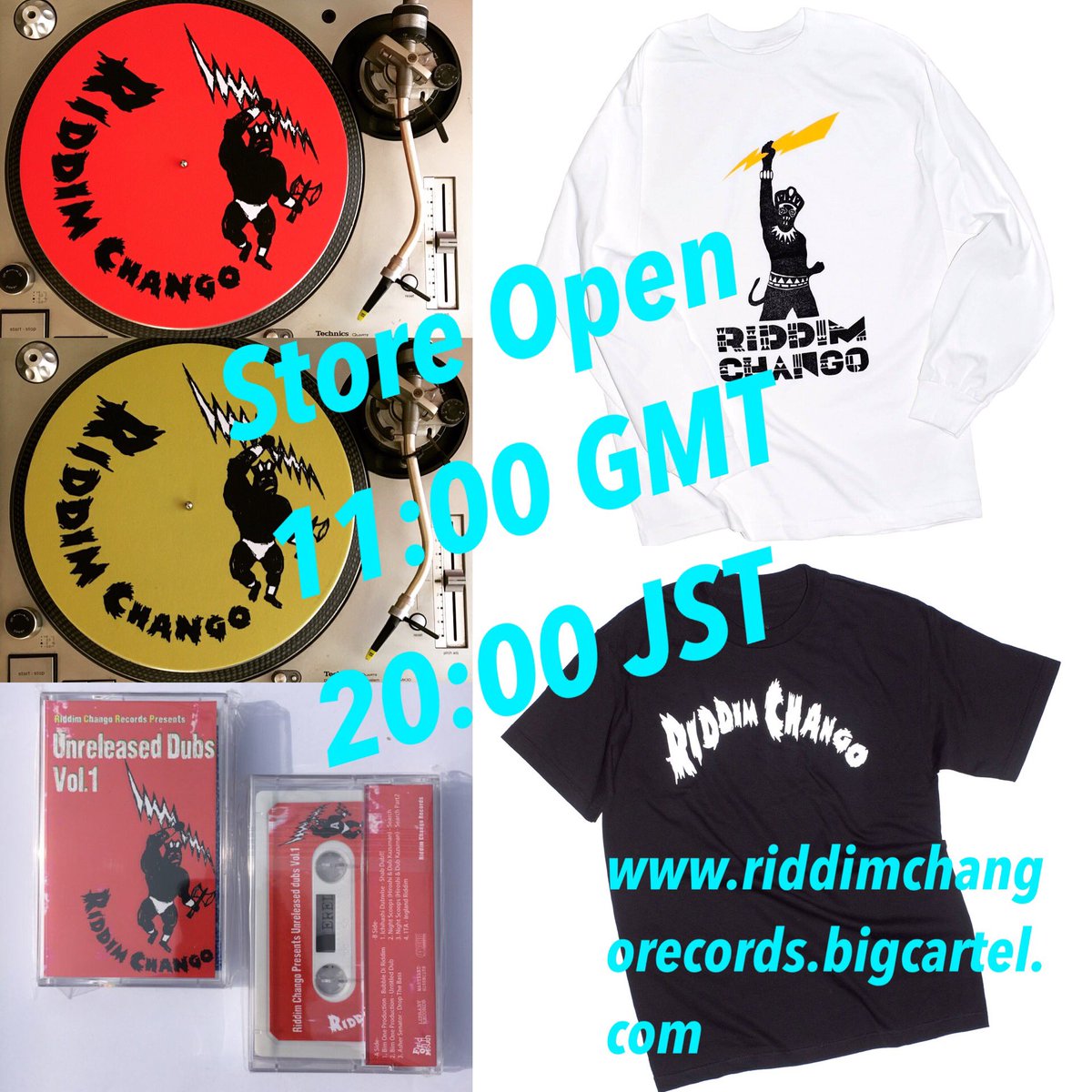 1TARAW's tweet photo. Riddim Chango Records online store re-opens at 11am GMT / 20:00 JST. Head to https://t.co/d7b4MX9dlU to grab the new items.
Riddim ChangoオフィシャルT-shirts/スリップマット/カセットテープなどウェブ販売開始します。日本時間20時より。*£決済になります
#RiddimChangoRecords https://t.co/jdnU7uffow