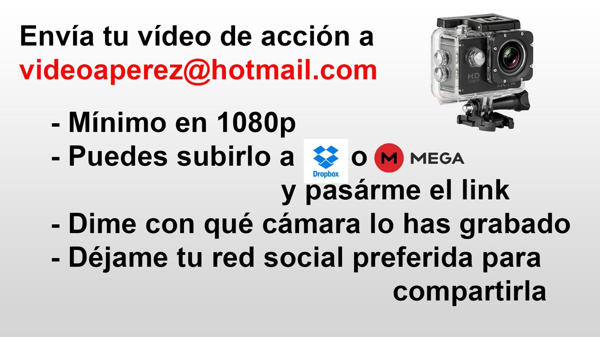 aPerezYT's tweet photo. Vamos a hacer un vídeo con vuestras mejores tomas de vuestra cámara de acción. Entre los más impresionantes montaré un vídeo que subiré a mi canal de Youtube, dadle RT para que llegue a más gente https://t.co/9dWdwkaUFV