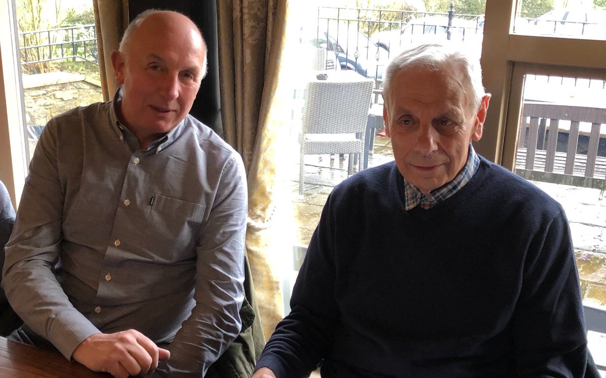 PELelec's tweet photo. Really good to see 83yo Tony Trafford at Franks retirement doo. Tony is a legend and John Dolphin doesn’t look too bad here  for his age. https://t.co/v92l8ZzCv3