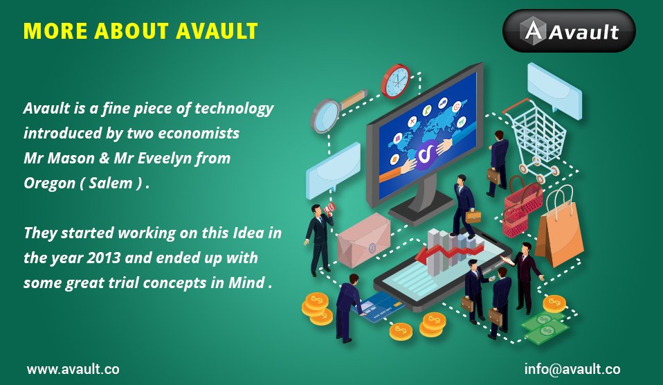 Avaultco's tweet photo. #avault   is a fine pice of technology introduced by two economists mr mason  &amp; Mr Eveelyn from oregon .  They started working on this idea in the  year 2013. And ended up with some
 great trail concepts in  mind.  #VCC  #cryptocurrency   #AVAULT   https://t.co/4PIuvVaT4v https://t.co/MsPhQxDHrv