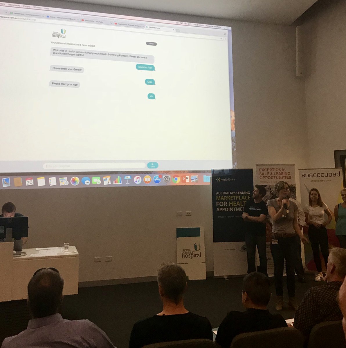 space3ed's tweet image. Health Scream is an AI technology that develops risk ratings for people living with chronic conditions and sends them quick links to make GP appointments if needed. #Healthhack