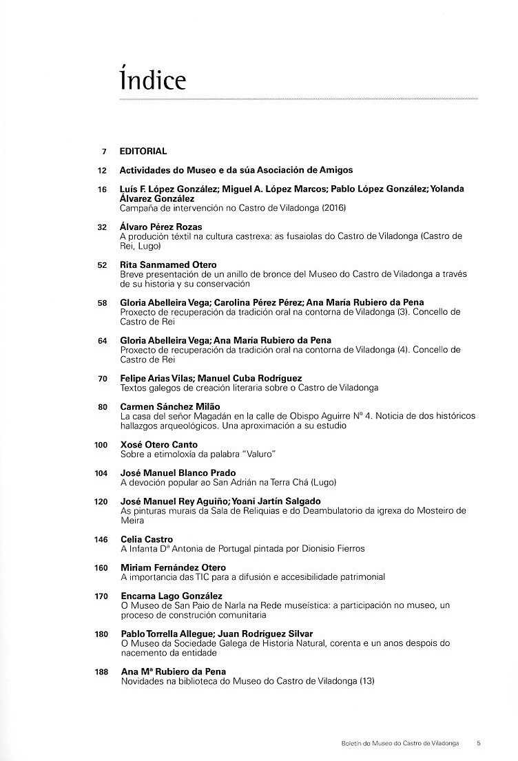Ayer celebramos la asamblea anual de la Asociación de Amigos do Castro de Viladonga. En ella se hizo entrega a los socios del nuevo ejemplar de la revista Croa.
<a href="/Mundo_castrexo/">Mundo castrexo</a> <a href="/RedePatrimonio/">Rede do Patrimonio</a> <a href="/patrimoniogal/">Patrimonio Galego</a> <a href="/apatrigal/">Asociación para a defensa do Patrimonio Galego</a> <a href="/Rescata_Patrim/">Rescata Patrimonio</a> <a href="/RomanLalin/">Román Rodríguez</a> <a href="/alorenzo64/">Anxo M. Lorenzo</a> <a href="/NovasArq/">Novas arqueología</a> <a href="/vozlugo/">La Voz de Lugo</a>