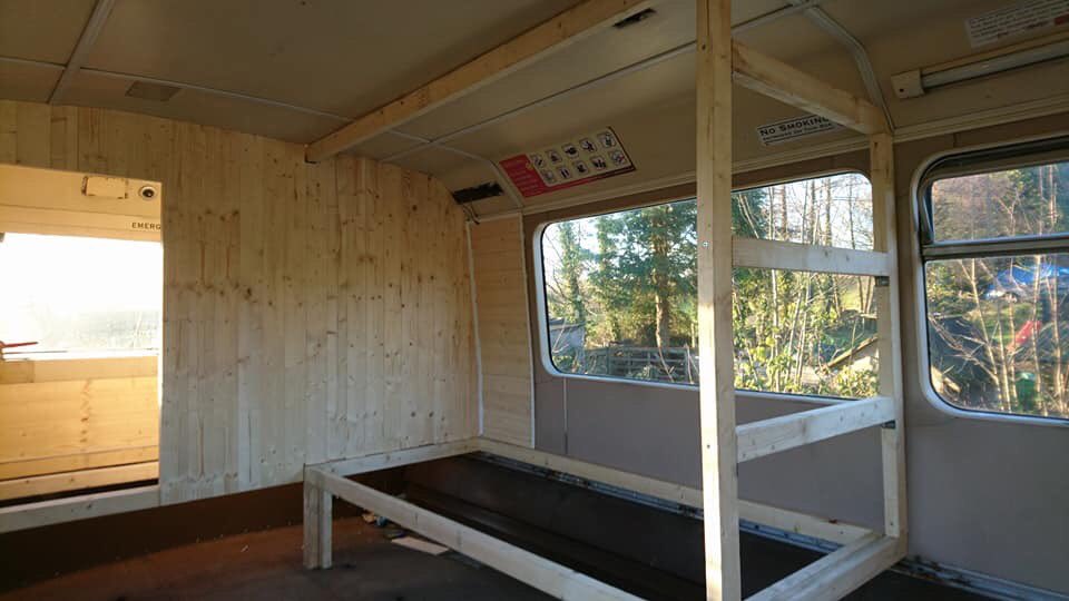 Photo of one of the female quarters being built on the bus these quarters are the most time consuming and we’re most of the hard work is ...then the normal beds are straight forward each bed will have there own light etc ..