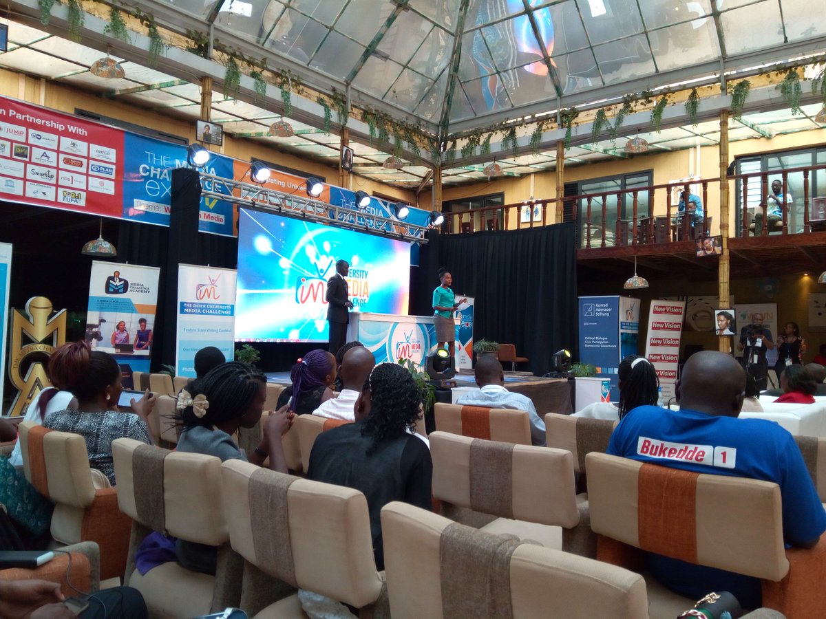 MakImca2017's tweet photo. The @MakImca2017  luganda anchors on stage. @annikam93  @sharonshaatramn @IMChallengeug 
@nbstv @dw_akademie @KasUganda  @Fruitsandwine @97fmRadiocity  #MediaExpoUG 
#MCIMobileNewsroom 
#SheCANMCI 
#JournalistLeaders https://t.co/tWxVlkWWFW