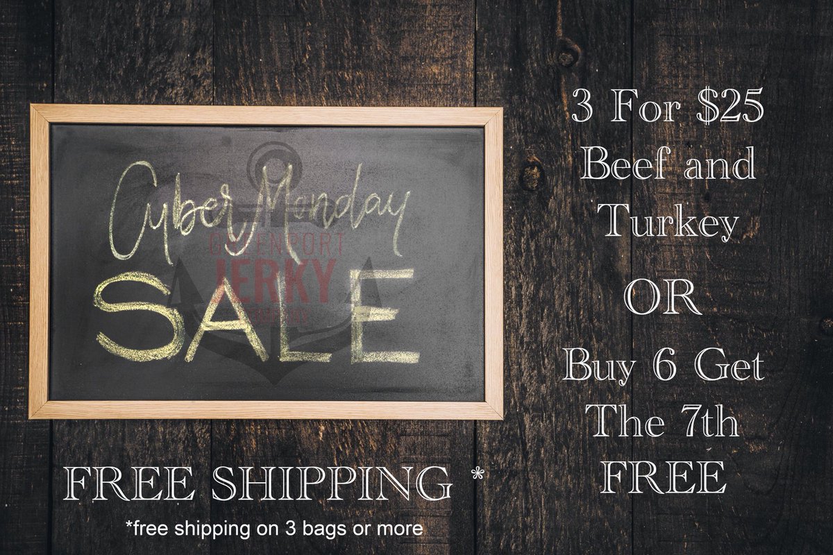 Greenportjerky's tweet photo. #cybermonday sale going on now at https://t.co/dzr7yIsnME Sale ends tomorrow at midnight #bfcm2017 #bigsale #blackfriday #freeshipping #ilovejerky #jerkingitsince2016 https://t.co/ixYsGwPDbD