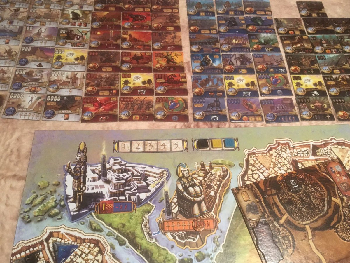 RemassogsRealm's tweet photo. Kemet @EditionsMatagot . 3 player set-up with Ta-Seti expansion. @AsmodeeNA #strategy #ancient #fighting #miniatures #mythology #areacontrol #areainfluence #areamovement #carddrafting #handmanagement #variablephaseorder #cigarboxbattlemats https://t.co/piARKnEbbJ